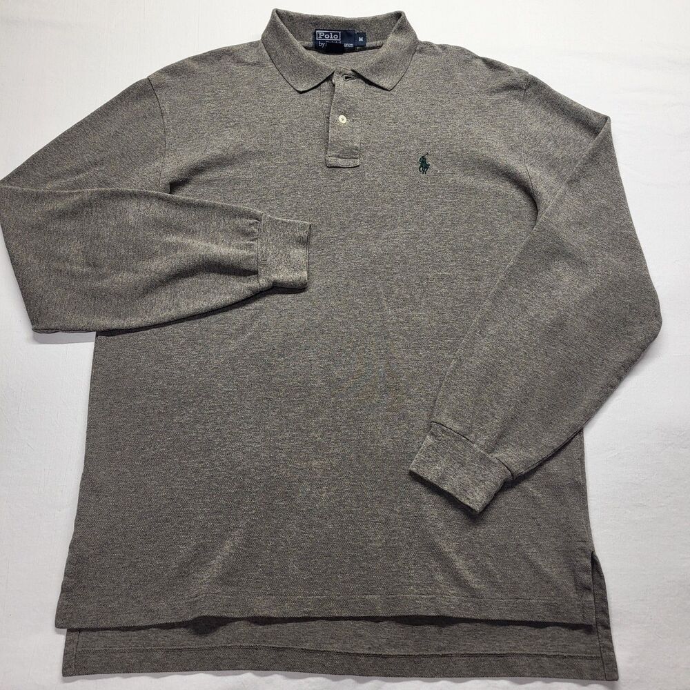 Men’s Polo Ralph Lauren Long Sleeve Polo MED Heather Brown 100% Cotton